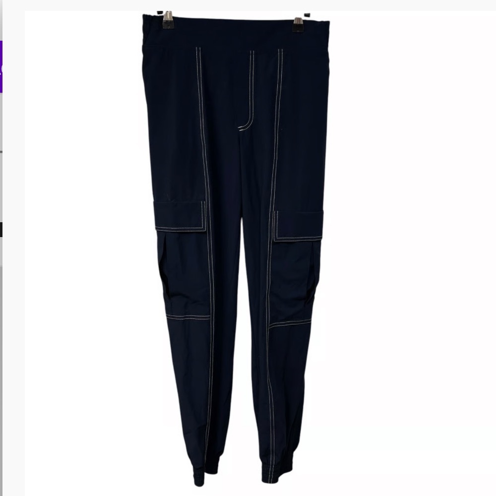 Athleta Chelsea Cargo Jogger Navy Casual Travel Women's 2 Double Stitch 8T - Picture 2 of 3
